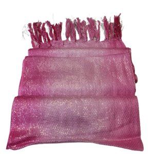 Vibrant Sequin Pink and Silver Long Rectangular Tassel Scarf Shawl
